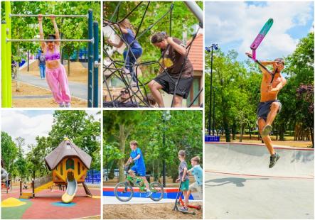 Parcul I.C. Brătianu din Oradea, plin de viață după modernizare: alei noi, terenuri de sport și trasee de aventură pentru copii (FOTO)