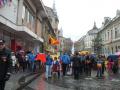 Mândri că suntem români! Zeci de şoferi au mărşăluit motorizat, apoi pedestru prin Oradea