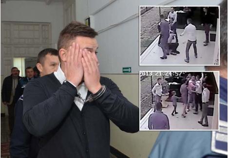 RUŞINOS. Dus în cătuşe la Curtea de Apel Oradea, Andrei Berde (foto stânga) s-a ferit de fotoreporterul BIHOREANULUI care l-a surprins la intrarea în sala de judecată unde venise ca să obţină eliberarea din arest. Degeaba, instanţa a decis că măsura era întemeiată şi chiar necesară. Nu la fel de ruşinos era fostul poliţist local acum doi ani, când, la botezul unui copil pe care îl năşea, a făcut scandal, luându-se de un coleg de serviciu (foto dreapta)