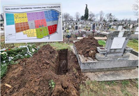 EVACUAREA! Administrația cimitirului a eliberat săptămâna trecută primele locuri de înmormântare aflate în părăsire în sectorul E (cel maro pe hartă) de lângă cimitirul evreiesc ortodox. „Deocamdată concesionăm doar locurile fără monumente, pentru ca, dacă doresc să le păstreze, aparținătorii să aibă timp să plătească taxa”, spune directorul ADP, Liviu Andrica