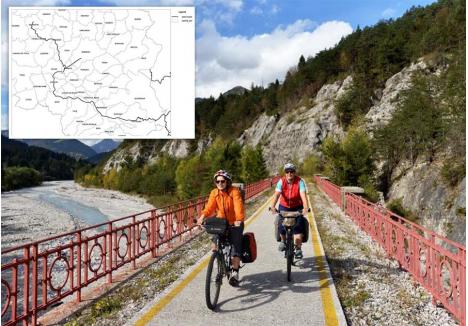 ÎN SIGURANȚĂ. Peste 91 km din cei 139,08 km ai Velo Apuseni vor fi realizați în Bihor pe terasamente feroviare abandonate, după modelul Alpe Adria (foto) din nordul Italiei, unde în locul unei linii dezafectate au fost amenajați 140 km de piste. Până atunci, cicliștii circulau și acolo pe marginea unei șosele naționale, cu risc de accidente