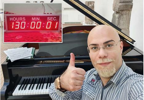 130 DE ORE. Muzicianul orădean îşi propune să cânte la pian timp de 6 zile şi 6 nopţi pentru a bate recordul mondial, adică un concert care să dureze 130 de ore