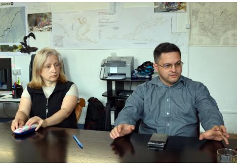 Alina Pitic şi Paul Iacobaş, doi dintre promotorii proiectului privind peşterile Meziad şi Ungurul Mare