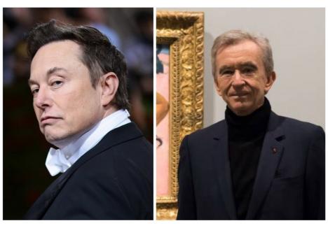 Elon Musk (stânga) Foto: Getty Images for The Met Museum//Dimitrios Kambouris și Bernard Arnault (dreapta) Foto:  Fondation Louis Vuitton / Martin Argyroglo