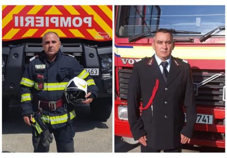 Pompierii bihoreni Gyorgy Iosif Cristian (stânga) și Adrian Vereș (dreapta)