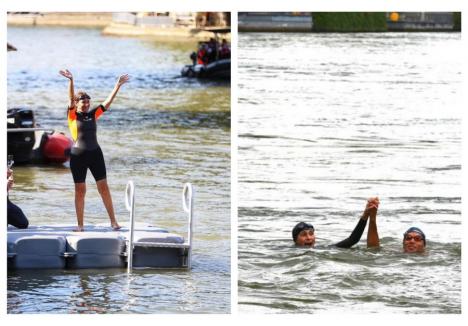 Foto stânga: primarul Parisului - Anne Hidalgo, foto dreapta: ministrul Sportului - Amélie Oudéa-Castéra alături de un alt oficial. Sursă imagini: Instagram