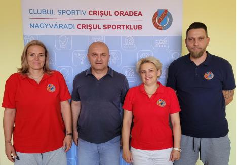 (În foto de la stânga la dreapta: Ioana Anica, Sorin Buhas, Peto Dalma și Daniel Anica, sursa Facebook - Clubul Sportiv Crişul Oradea - Nagyváradi Crișul Sportklub)