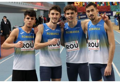 Echipa de ştafetă 4×400 metri a României din care a făcut parte și orădeanul Mihai Dringo (al doilea din dreapta) - sursa foto: Facebook - FR Atletism