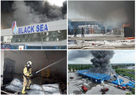 DAUNĂ TOTALĂ. Pompierii au stabilit că incendiul a izbucnit în depozitul Black Sea Suppliers, la 3 metri de uşa de acces, de unde s-a extins şi la depozitul Cargus. În 2 ore, flăcările au distrus toate bunurile din ambele depozite
