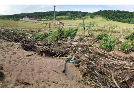 Trupul neînsufleţit al copilului de 4 ani a fost găsit pe malul Văii Negre, în Moţeşti, într-o zonă unde viitura a adunat crengi de copaci, gunoaie şi alte resturi (foto)