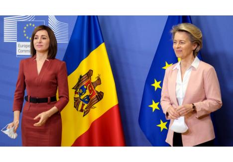 Preşedinta Republicii Moldova, Maia Sandu, împreună cu preşedinta Comisiei Europene, Ursula von der Leyen (sursa foto: Profimedia Images)