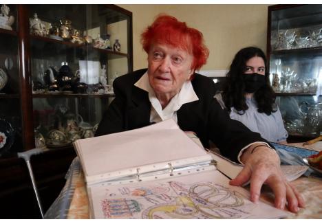 SCHIŢELE UNEI VIEŢI. La 96 de ani, Olimpia Mihălceanu (foto) încă se foloseşte de schiţe şi desene făcute chiar de ea pentru a le "cimenta" cursanţilor, cum e şi Debora (dreapta), noţiuni complexe de anatomie 