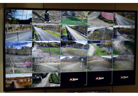 Aşa arată monitorul din dispeceratul Guardia, cu imagini live surprinse de toate cele 22 de camere montate de CJ Bihor