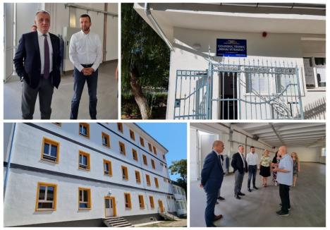 Însoțit de primarul Florin Birta, ministrul Sorin Cîmpeanu a vizitat marți Colegiul Tehnic Mihai Viteazul, condus de 32 de ani de profesorul Ruben Filimon (foto: Primăria Oradea)