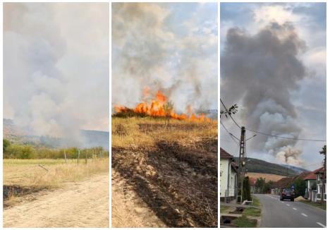 Fumul gros emanat de incendiul din comuna Holod s-a văzut de la mare depărtare