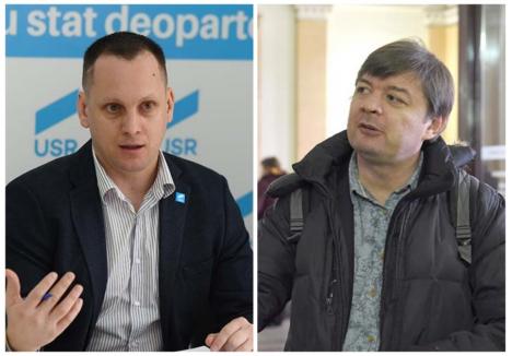 GHERILĂ ANTI-BOLOJAN. Candidatul USR la Consiliul Local Oradea Marius Şovarschi (stânga) făcea brainstorming cu ONG-istul Cosmin Jurcan (dreapta) pentru a forma „o echipă de gherilă” digitală care să-l compromită pe liberalul Ilie Bolojan. Înregistrarea discuţiei arată că interlocutorii erau iritaţi că „Bolojan face deja parte din cultura Oradiei” şi, dată fiind popularitatea sa, nu puteau acţiona decât sub acoperire