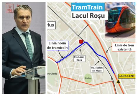 Traseul tram-trenului pe strada Lacu Roșu, criticat de PSD-istul Adrian Madar