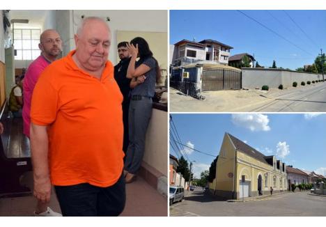 NOMENCLATURISTUL. "Uitat" la conducerea Serviciului de Expertiză dinainte de 1989, Vasile Sălăjan (foto) a strâns o avere de magnat: o casă pe strada Dunării (jos) şi un întreg domeniu pe strada Izvorului (sus), cu două vile uriaşe, din care una în construcţie, cu teren de tenis, piscină şi o cramă cu sute de vinuri de colecţie. Miercurea trecută, în doar două ore, până la percheziţie, Sălăjan strânsese deja  2.700 lei şi 50 euro