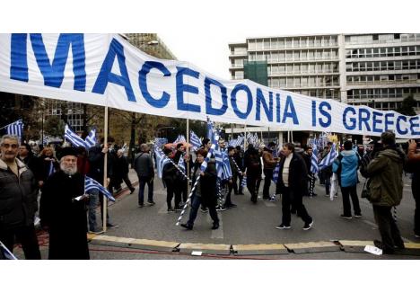 foto: Libertatea. Grecii au protestat încă de la începutul anului împotriva acordului prin care fostul stat iugoslav urmează să poarte denumirea Macedonia de Nord
