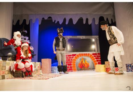 Imagine din spectacolul „Sania lui Moș Crăciun” (Sursa foto: Facebook - Teatrul Regina Maria - Trupa Arcadia, credit: Remus Toderici)
