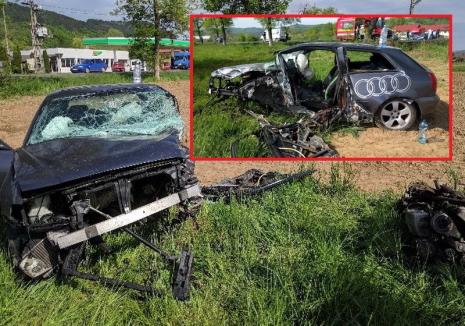Accident grav pe DN1, la Auşeu: Şoferul unui Audi a intrat cu maşina într-un copac și a murit (FOTO)