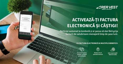 Eco și câștigător: Activează-ți factura electronică RER Vest și poți scăpa de plăți timp de 6 luni!