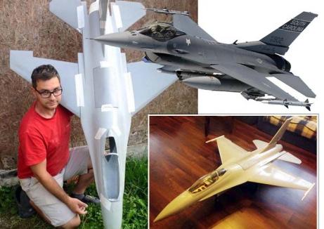 Bihoreanul cu F-16: A reuşit să construiască o replică în miniatură a celebrului avion american de vânătoare