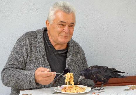 Iubire de... corb: Un bihorean din Ineu de Criș a ajuns nedespărțit de o pasăre pe care a crescut-o de mică! (FOTO/VIDEO)
