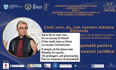 Penalistă prin omisiune: Judecătoarea Domocoş ţine conferinţe, dar nu vrea să judece în penal