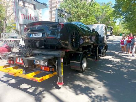 Ferrari zburător: Bolidul unui afacerist bucureștean, ridicat de Poliția Locală din Oradea