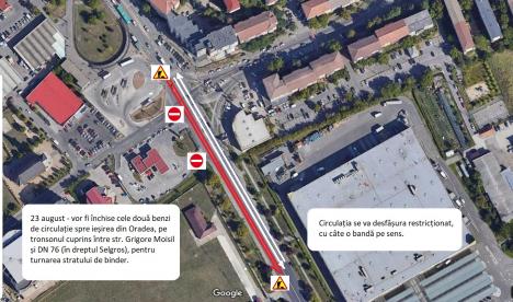 Trafic restricţionat în Oradea şi străzi închise, din 23 august până pe 1 septembrie. Vezi lista acestora! (FOTO)