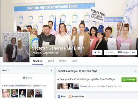 Funcţia îl face pe om: Daniel Meze se făleşte pe Facebook că e secretar general al PMP Bihor