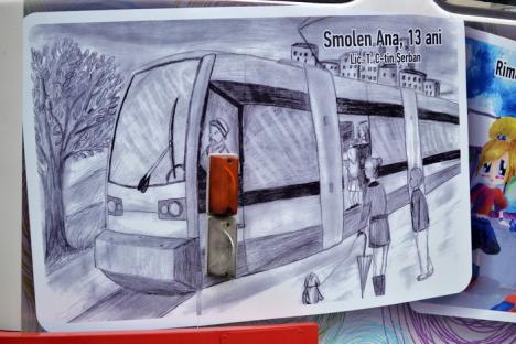 De 1 iunie! "Tramvaiul copiilor" a pornit pe traseu împodobit în desenele micuţilor orădeni (FOTO)