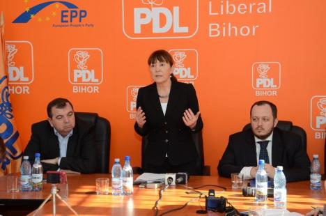 Mai puţin de 10 din cei 108 delegaţi bihoreni la congresul PDL au fost s-o asculte pe Monica Macovei (FOTO)
