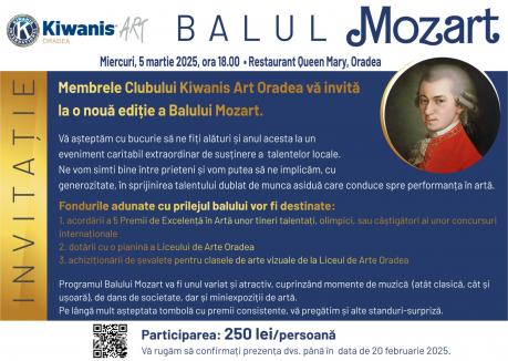 O nouă ediție a Balului caritabil Mozart, pe 5 martie, la Queen Mary: Pianinǎ, şevalete şi Premii de excelențǎ în Artǎ