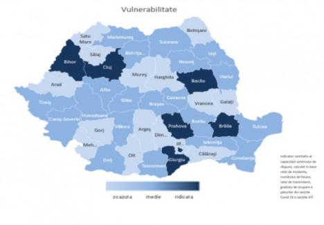 Bihorul, pe lista judeţelor cu o rată ridicată de vulnerabilitate la infecţiile cu coronavirus