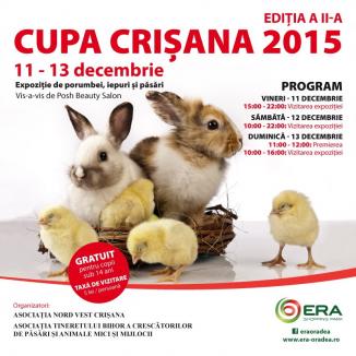 Cupa Crişana 2015: Expoziţie de porumbei, păsări şi iepuri, la ERA Park