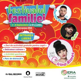 Festival fără precedent, la ERA Park Oradea: O mulţime de activităţi, dar şi concerte Irina Rimes, Dorian Popa şi Spike, la Festivalul Familiei