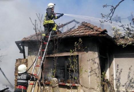 Casă din Cadea, distrusă de foc (FOTO/VIDEO)