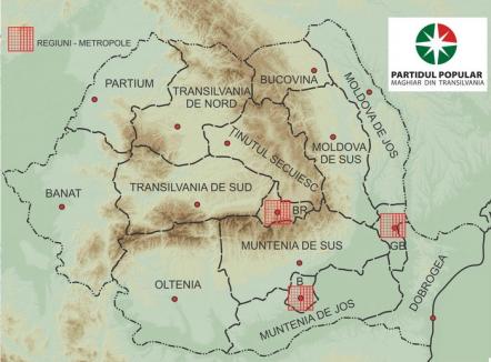 PPMT propune 12 regiuni administrativ-teritoriale şi 3 regiuni metropolitane speciale. Oradea, "capitala" Partium 