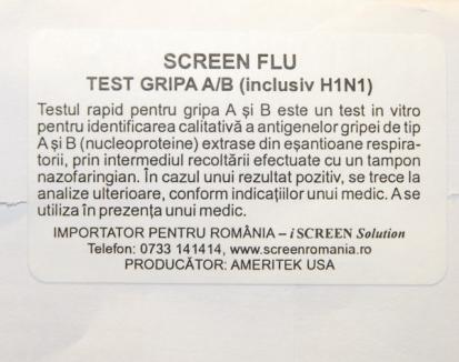 Testul pentru depistarea virusului AH1N1 se găseşte şi în Oradea (FOTO)