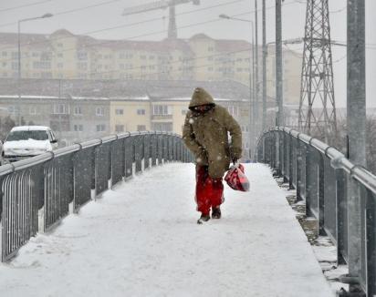 Zăpada a acoperit Oradea. Echipajele RER acţionează pentru curăţarea drumurilor (FOTO)