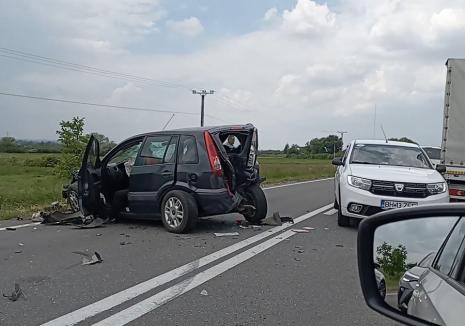 Accident cu 6 autoturisme și o autoutilitară în Bihor! (VIDEO)