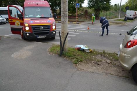 Accident pe Calea Aradului: O femeie a fost izbită pe trecerea de pietoni din faţa Poliţiei Municipiului (FOTO)