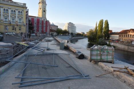 Promenada de lângă Primăria Oradea ar putea fi gata mai devreme. Nu va mai avea copacii înalţi cu care s-au fălit edilii (FOTO)