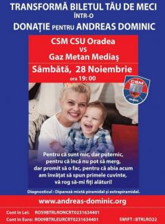 Apel la caritate: Fanii CSM Oradea sunt chemaţi să doneze pentru un băieţel bolnav