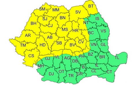 COD GALBEN de vânt şi răcire accentuată, în Bihor