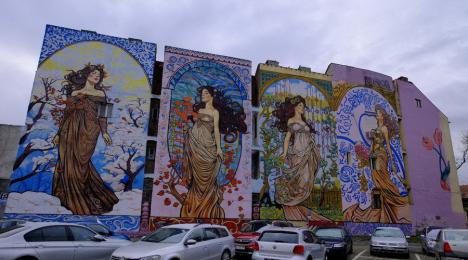 Anotimpurile Art Nouveau: Orădenii, invitați la inaugurarea picturii murale din parcarea Tudor Vladimirescu (FOTO)