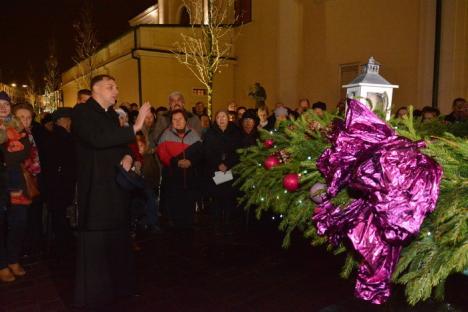 Premieră în Oradea: A fost montată prima coroană de Advent într-o piaţă publică (FOTO)