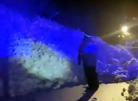 Drumul de Vârtop a fost blocat din nou de zăpadă: O nouă avalanşă s-a produs pe DN 75 (VIDEO)